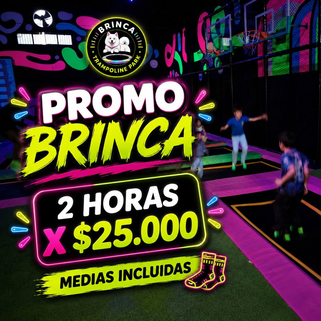 Promo Brinca: 2 horas por $25.000 con medias incluidas